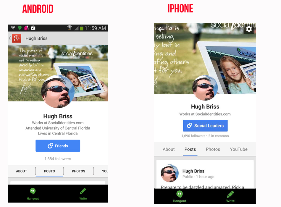 GOOGLE PLUS ANDROID IPHONE