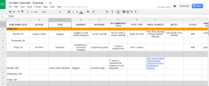 Create a content calendar, use this spreadsheet as an example.