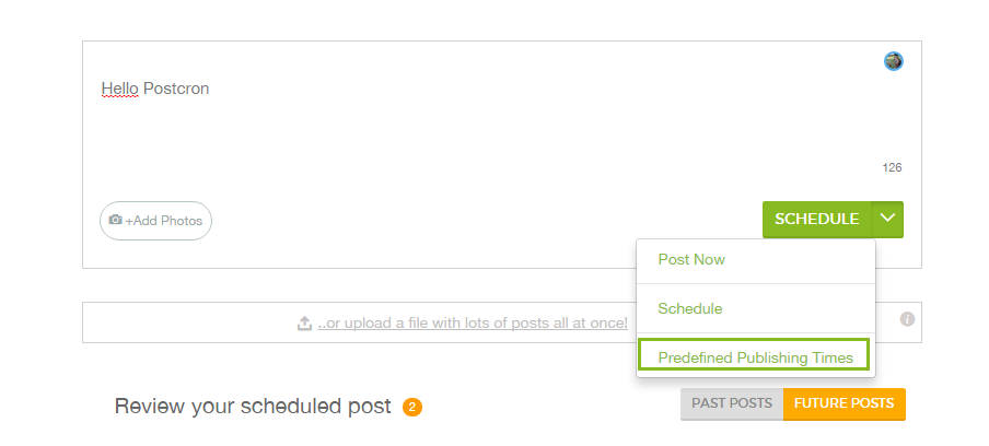 Predefined publishing time on Postcron