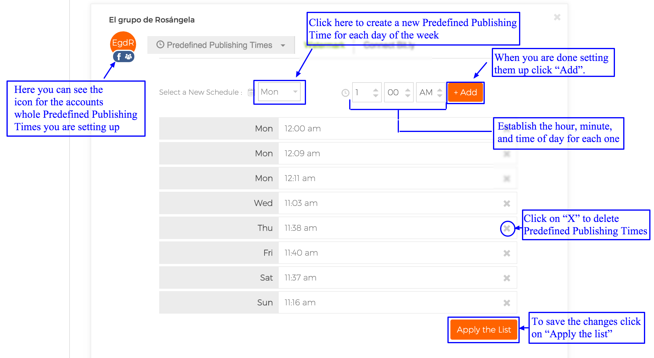 How to set up Predefined Publishing Times on your Postcron account