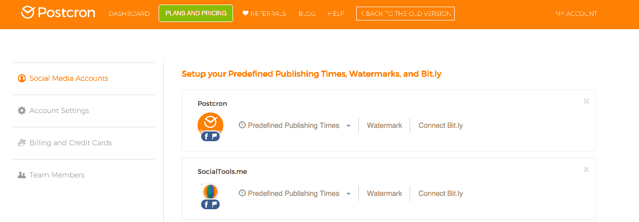 Predefined Publishing Times Settings