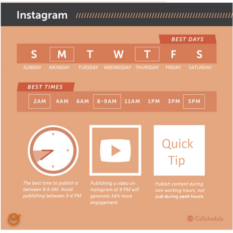 social engagement Instagram publishing times