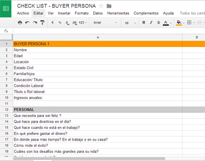 BUYER PERSONA CHECK LIST